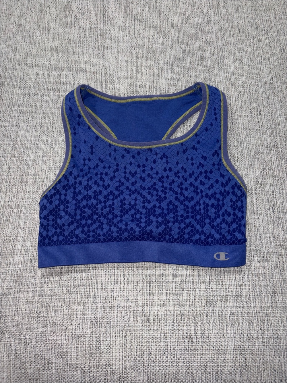 Champion Royal Blue Racerback Sports Bra with Lime Trim